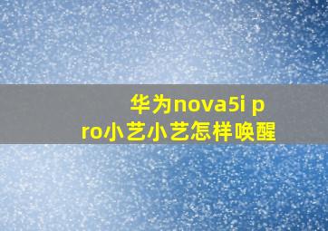 华为nova5i pro小艺小艺怎样唤醒